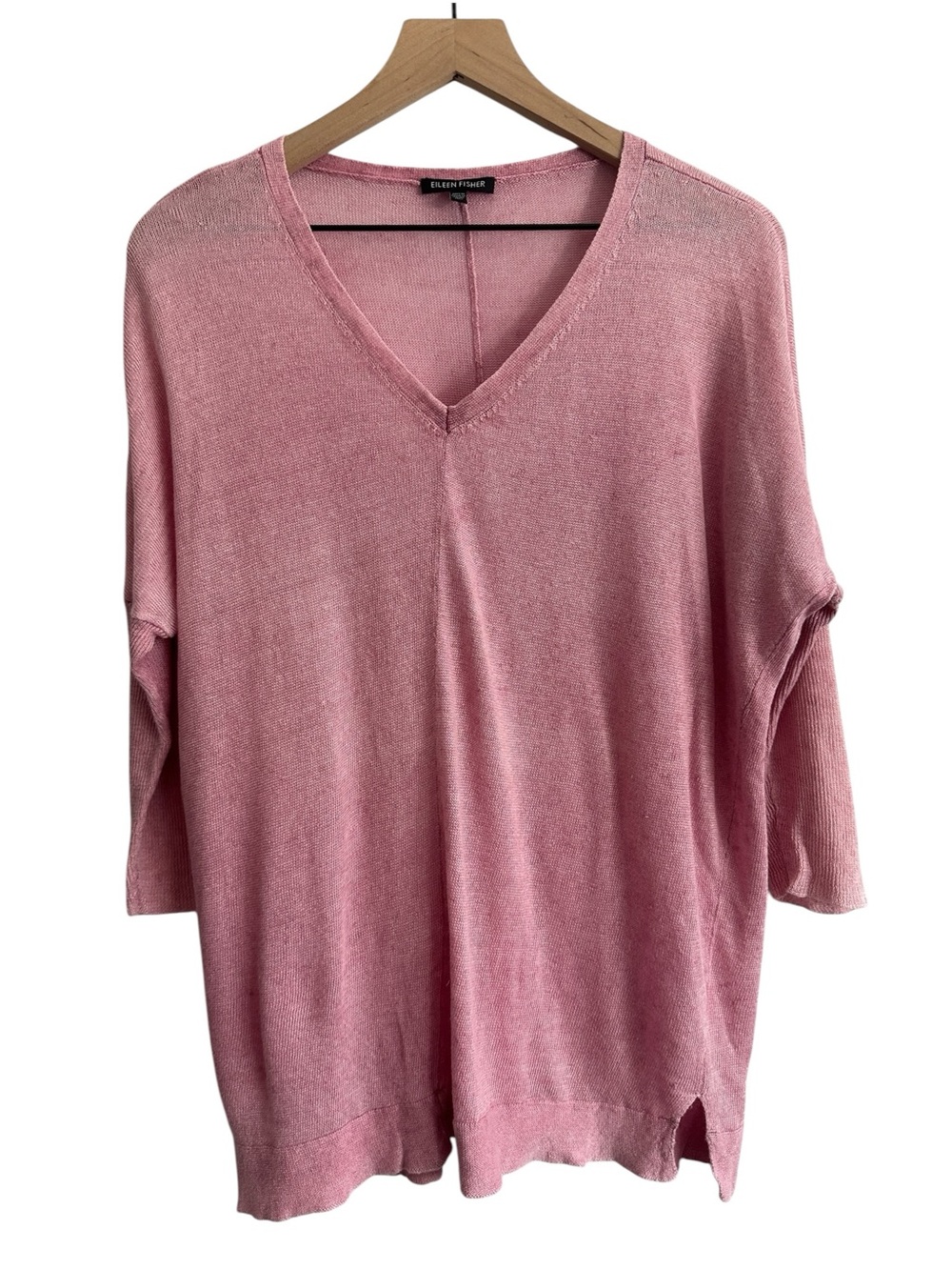 Eileen Fisher Top XS Pink Linen Oversized Resort Lightweight Natural Coastal